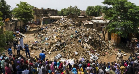Les décombres de l'immeuble qui s'est effondré dans le nord de Bamako, le 2 septembre 2019 Photo MICHELE CATTANI. AFP
