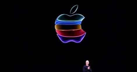 Le PDG d'Apple Tim Cook, le 10 septembre 2019 au siège du groupe, en Californie, pour annoncer une série de nouveaux produits.