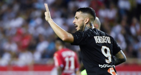 L'attaquant de Marseille Dario Benedetto auteur d'un doublé lors de la victoire à Monaco 4-3 lors de la 5e journée de L1 le 15 septembre 2019.