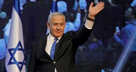 Le Premier ministre israélien Benjamin Netanyahu le 18 septembre 2019 au quartier général de campagne de son parti Likoud, à Tel-Aviv.