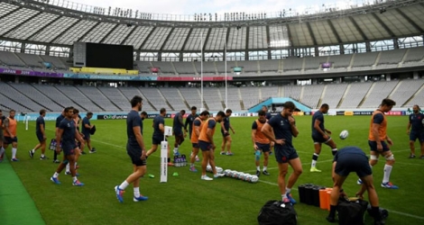 Séance d'entraînement pour le XV de France à Tokyo, le 19 septembre 2019, deux jours avant son entrée en Coupe du monde Photo FRANCK FIFE. AFP