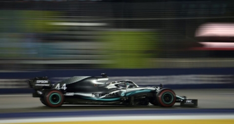 La Mercedes de Lewis Hamilton lors de la deuxième session d'essais libres, le 20 septembre 2019 à Singapour.