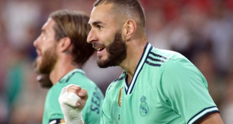 L'attaquant français du Real Madrid Karim Benzema buteur sur le terrain du FC Séville, le 22 septembre 2019.