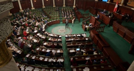 Une photo prise le 12 novembre 2018 montrant une vue d'ensemble de l'Assemblée des Représentants du Peuple, (Parlement tunisien). Des législatives sont prévues le 6 octobre pour élire 217 députés de cette chambre Photo FETHI BELAID. AFP