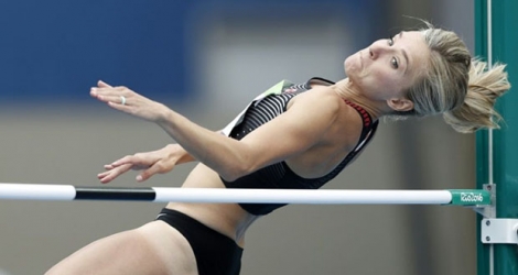 L'heptathlonienne canadienne Brianne Theisen-Eaton à la hauteur lors des Jeux de Rio, le 12 août 2016.