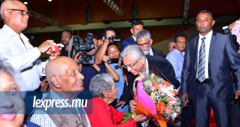 Le Premier ministre, Pravind Jugnauth, lors de la Journée internationale des personnes âgées, le 1er octobre.