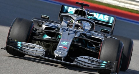 Le Britannqiue Lewis Hamilton lors du GP de Russie sur le circuit de Sotchi, le 29 septembre 2019.