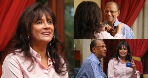 Le post est accompagné de photos de Veena Ramgoolam et de l’ex-Premier ministre, complices.