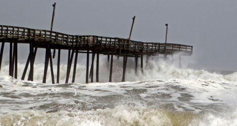 La bande de sable des Outer Banks frappée par l'ouragan Dorian au niveau de Cape Hatteras le 6 septembre 2019.