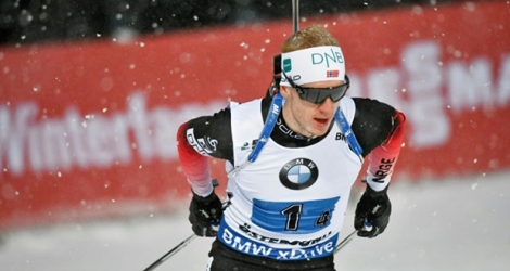 Le biathlète norvégien Johannes Boe lors du 4x7,5 km d'Östersund, le 16 mars 2019.