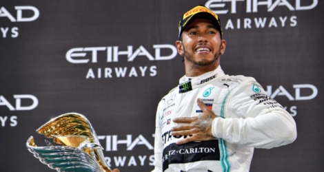 Le Britannique Lewis Hamilton (Mercedes) vainqueur du GP d'Abou Dhabi, le 1er décembre 2019.