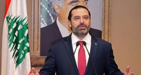 Le Premier ministre libanais Saad Hariri annonçant sa démission le 29 octobre 2019, à Beyrouth.