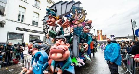 Un char du carnaval d'Alost, en Belgique (Flandre), le 3 mars 2019.