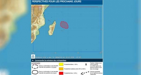 Carte de Météo France pour la région de l’océan Indien.