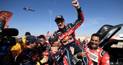 L'Américain Ricky Brabec (Honda) lors de la 9e étape du Dakar, entre Wadi ad-Dawasir et Harad, le 14 janvier 2020.