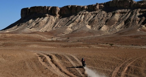 L'Espagnol Carlos Sainz (Mini) vainqueur du Dakar 2020, à l'issue de la 12e étape entre Harad et Qiddiya, le 17 janvier 2020.
