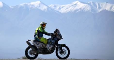 Le pilote moto néerlandais Edwin Straver, lors du Dakar en Argentine, le 16 janvier 2018.
