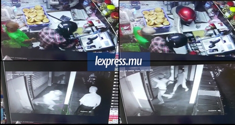 Les images CCTV témoignent de la peur infligée à un des gérants de la boutique. 