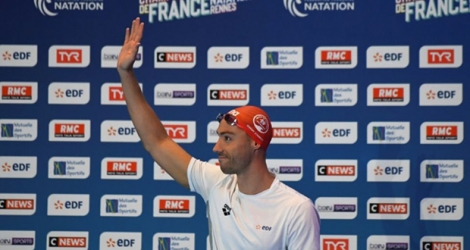 Jérémy Stravius aux Championnats de France de natation à Rennes, le 18 avril 2019.