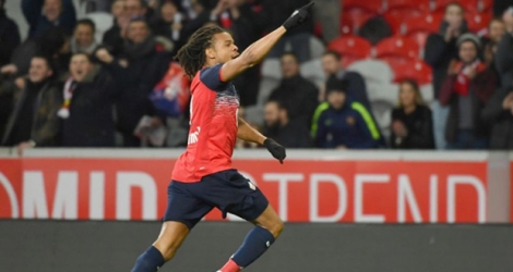 Loïc Rémy auteur de l'unique but de la victoire de Lille sur Rennes à Villeneuve-d'Ascq, le 4 février 2020.