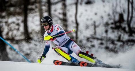 Le Français Clément Noël lors du slalom de Chamonix, le 8 février 2020.