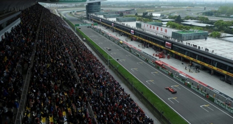 Le circuit de F1 de Shanghai vu depuis les tribunes, le 14 avril 2019.