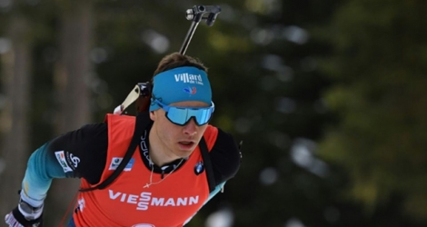 Le Français Emilien Jacquelin lors de la poursuite des Mondiaux de biathlon, le 16 février 2020 à Anterselva (Italie).
