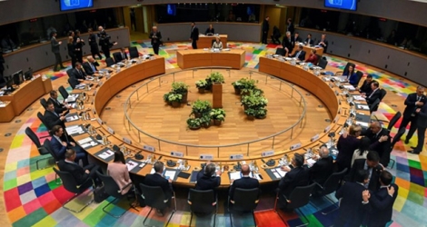 Réunion des dirigeants au sommet du Conseil européen à Bruxelles pour discuter le prochain budget de l'Union européenne, le 20 février 2020.