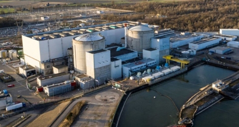 Vue aérienne de la centrale nucléaire de Fessenheim, le 20 février 2020 dans le Haut-Rhin.