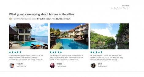 Capture d’écran de la page d’accueil du site d’Airbnb. Si de nombreux établissements non-enregistrés séduisent les touristes, le service offert par d’autres laisse à désirer…