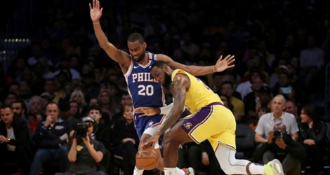 LeBron James, des Oos Angeles Lakers, contre les Philadelphia 76ers en NBA le 3 mars 2020 au Staples Center de Los Angeles.