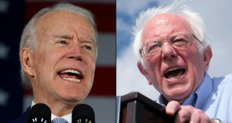 Les candidats à la primaire démocrate Joe Biden (gauche) et Bernie Sanders.