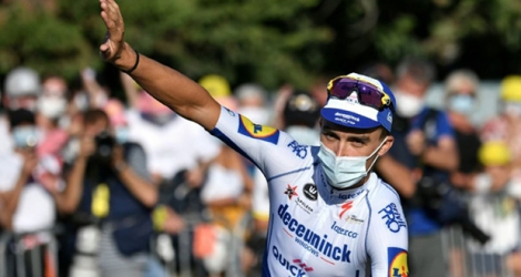 Julian Alaphilippe (Deceuninck) perdu le maillot jaune à la suite d'une pénalité lors de la 5e étape du Tour de France, à Privas, le 2 septembre 2020 .