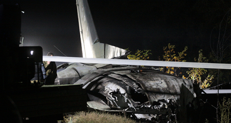 L'Antonov-26 accidenté près de Kharkiv, dans l'est de l'Ukraine, le 25 septembre 2020.