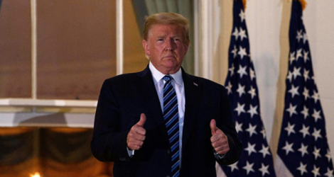 Donald Trump à son retour à la Maison Blanche après son hospitalisation pour le soigner du Covid-19, le 5 octobre 2020.