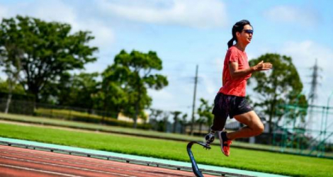 L'athlète japonaise Sayaka Murakami, à l'entraînement à Chiba le 31 août 2020, au Japon Photo Philip FONG. AFP