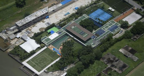 Vue aérienne de la luxueuse villa du brésilien Neymar à Mangaratiba, près de Rio de Janeiro, le 30 décembre 2020.