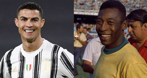 Le Portugais Cristiano Ronaldo (à gauche) en février 2021 et le Brésilien Pelé (à droite) en juin 1971.