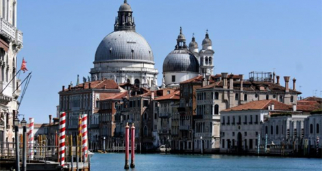 Le Grand Canal à Venise, désertée par les touristes, le 5 avril 2021. afp.com - ANDREA PATTARO