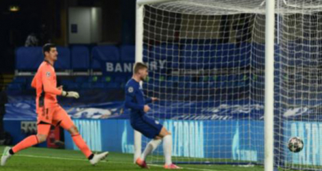 L'attaquant allemand de Chelsea, Timo Werner, ouvre le score lors de la demi-finale retour de la Ligue des champions contre le Real Madrid, à Londres, le 5 mai 2021.
