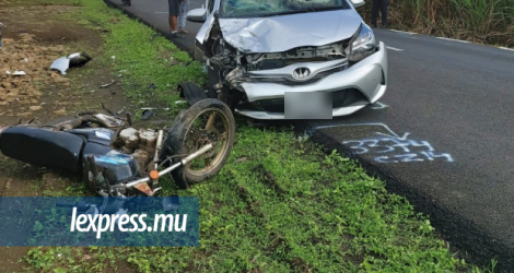 Une motocyclette a été percutée par une voiture à Riche-Fond, Fuel, ce mercredi 2 juin.