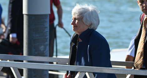 La secrétaire américaine au Trésor Janet Yellen à son arrivée à Venise pour participer au G20 Finances.