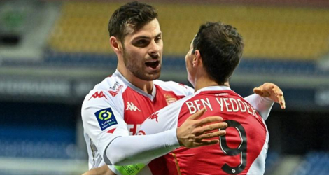 L'attaquant allemand Kevin Volland et son capitaine Wissam Ben Yedder, ici contre Montpellier à La Mosson, le 15 janvier 2021, forment un tandem efficace à l'AS Monaco.
