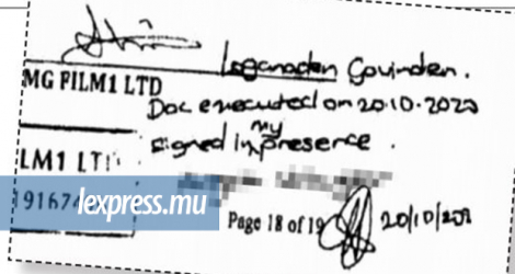 La signature de Loganaden Govinden sur un document officiel d’une institution mauricienne, le 20 octobre 2020, prouve qu’il était bien au pays.