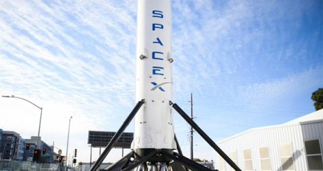 Le premier étage de la fusée Falcon 9 de SpaceX en février 2021 en Californie.