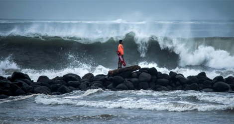 De fortes vagues frappent les côtes de l'Etat de Veracruz (Mexique), le 20 août 2021.