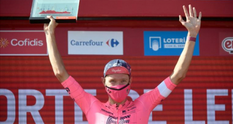 Le Danois Magnus Cort Nielsen, vainqueur de la 19e étape de la Vuelta, à Monforte de Lemos, le 3 septembre 2021.
