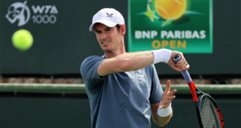 Le joueur de tennis britannique Andy Murray à l'entraînement lors du tournoi d'Indian Wells, en Californie, le 4 octobre 2021.