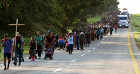 La caravane de migrantsmarchant vers Mexico le 1er novembre 2021.