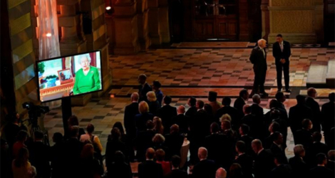 Un message vidéo de la reine d'Angleterre diffusé à la soirée d'ouverture de la COP26, à Glasgow, le 1er novembre 2021.